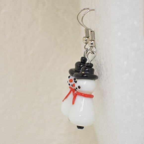Snowman Holiday Glass Earrings - Picture 2 of 2